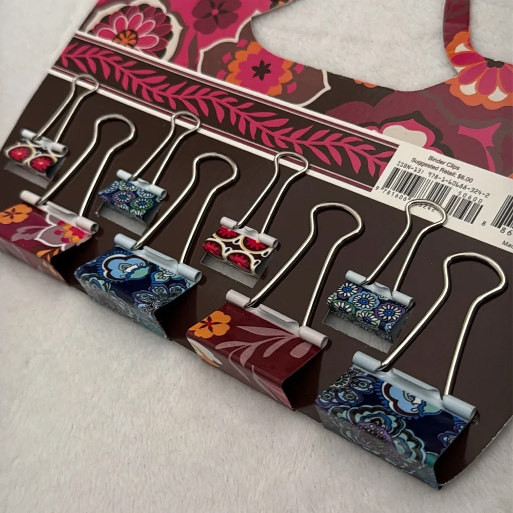 {NWT} Vera Bradley | Carnaby Blue Rhapsody Retired Metal Binder Clips Set (8pc)